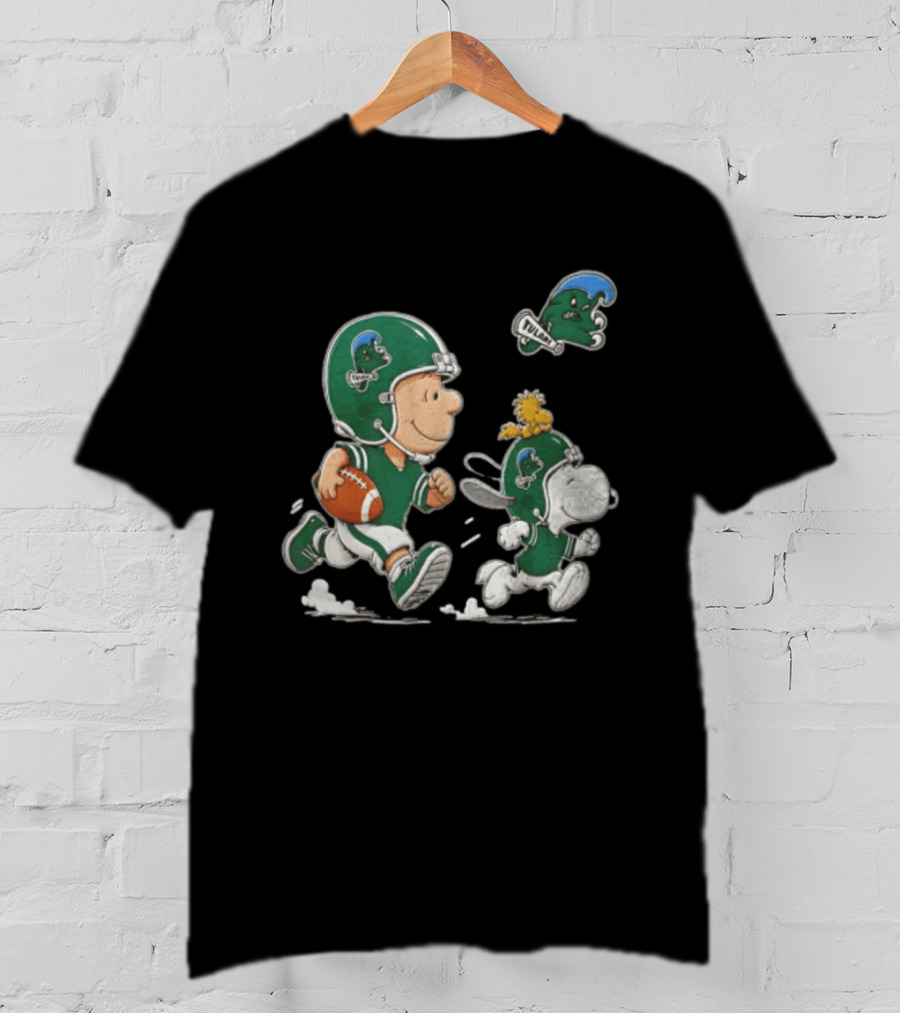 Charlie Brown Woodstock Snoopy Tulane Green Wave Football Helmets T-Shirt
