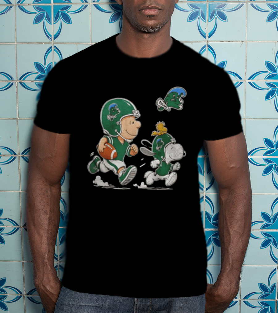 Charlie Brown Woodstock Snoopy Tulane Green Wave Football Helmets T-Shirt