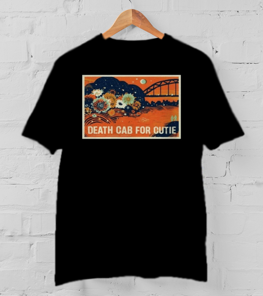 Death Cab For Cutie Gateshead UK 2026 Flowers And Bridge Art Print T-Shirt