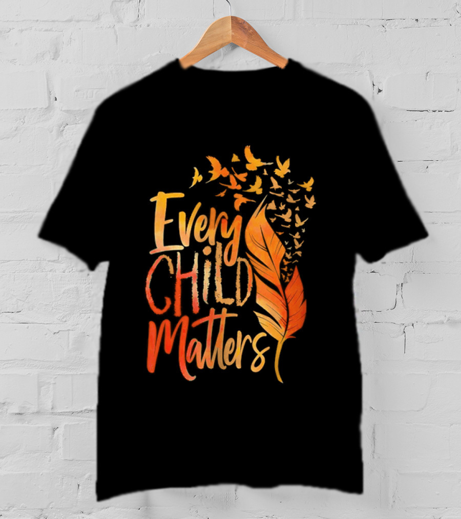 Every Child Matters Feather And Birds Orange Day Awareness T-Shirt