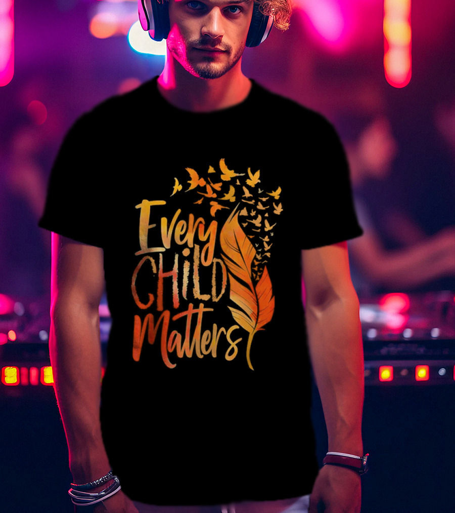Every Child Matters Feather And Birds Orange Day Awareness T-Shirt