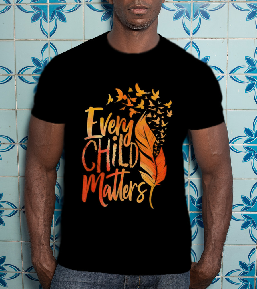 Every Child Matters Feather And Birds Orange Day Awareness T-Shirt