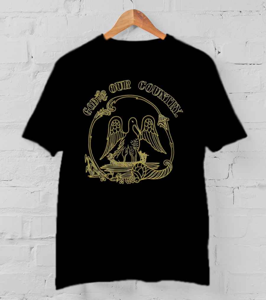 God And Our Country Pelican State Seal Patriotic T-Shirt