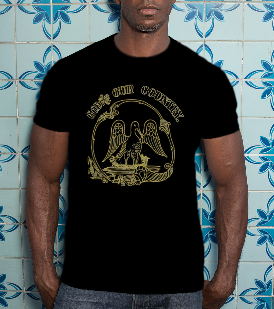 God And Our Country Pelican State Seal Patriotic T-Shirt