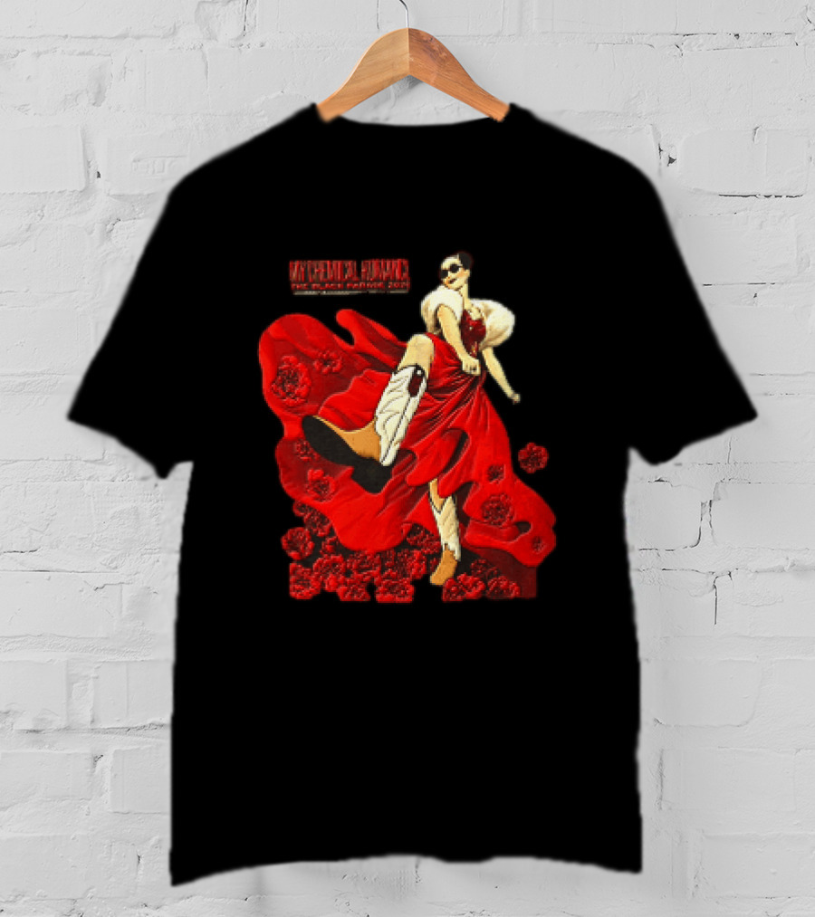 My Chemical Romance The Black Parade Tour 2025 Woman Red Dress Cowboy Boots Flowers T-Shirt