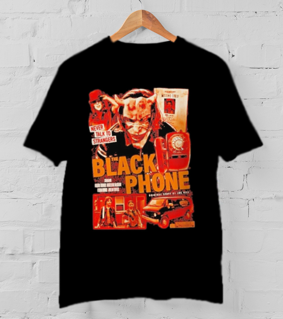 Never Talk To Strangers The Black Phone Original Story By Joe Hill Missing Child Red Phone Horror T-Shirt