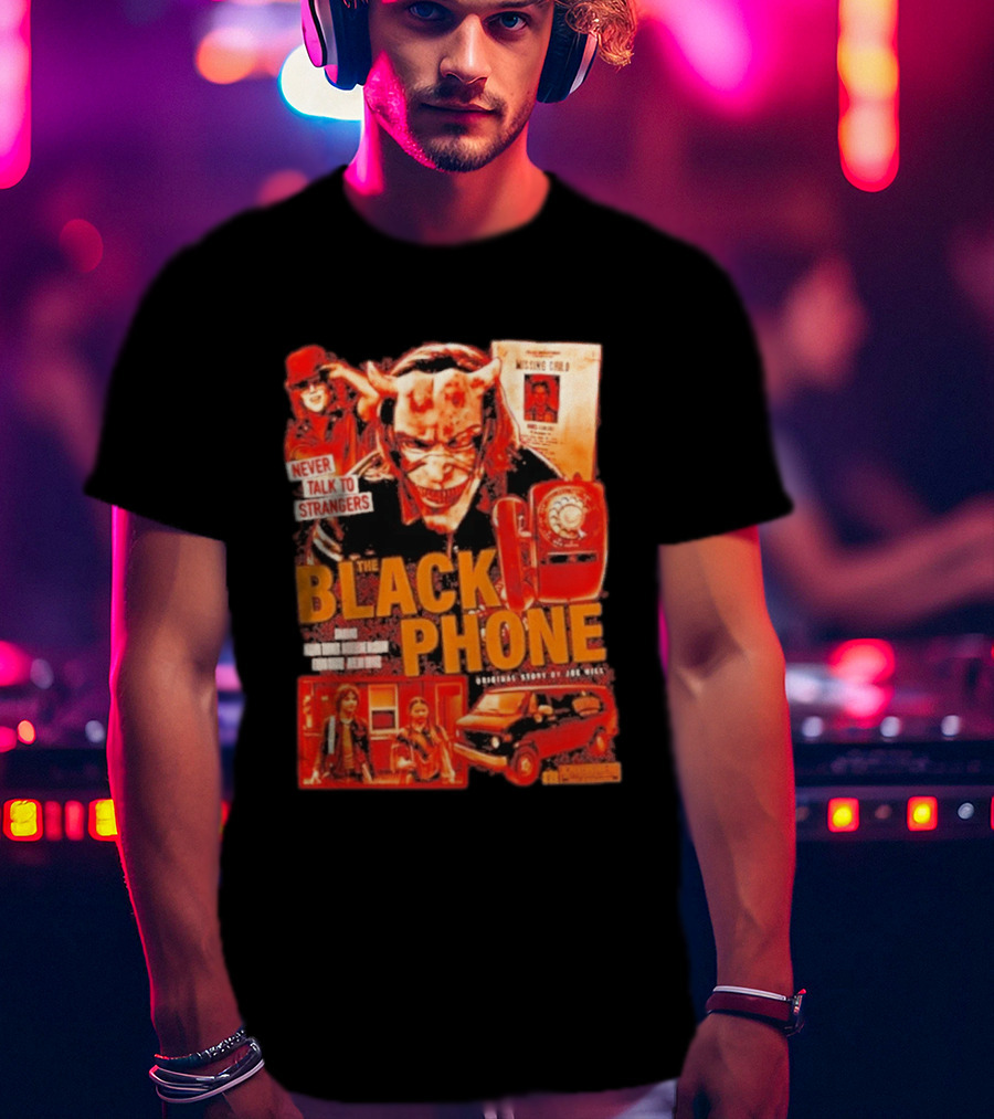 Never Talk To Strangers The Black Phone Original Story By Joe Hill Missing Child Red Phone Horror T-Shirt