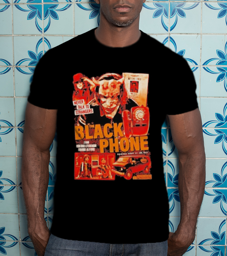 Never Talk To Strangers The Black Phone Original Story By Joe Hill Missing Child Red Phone Horror T-Shirt