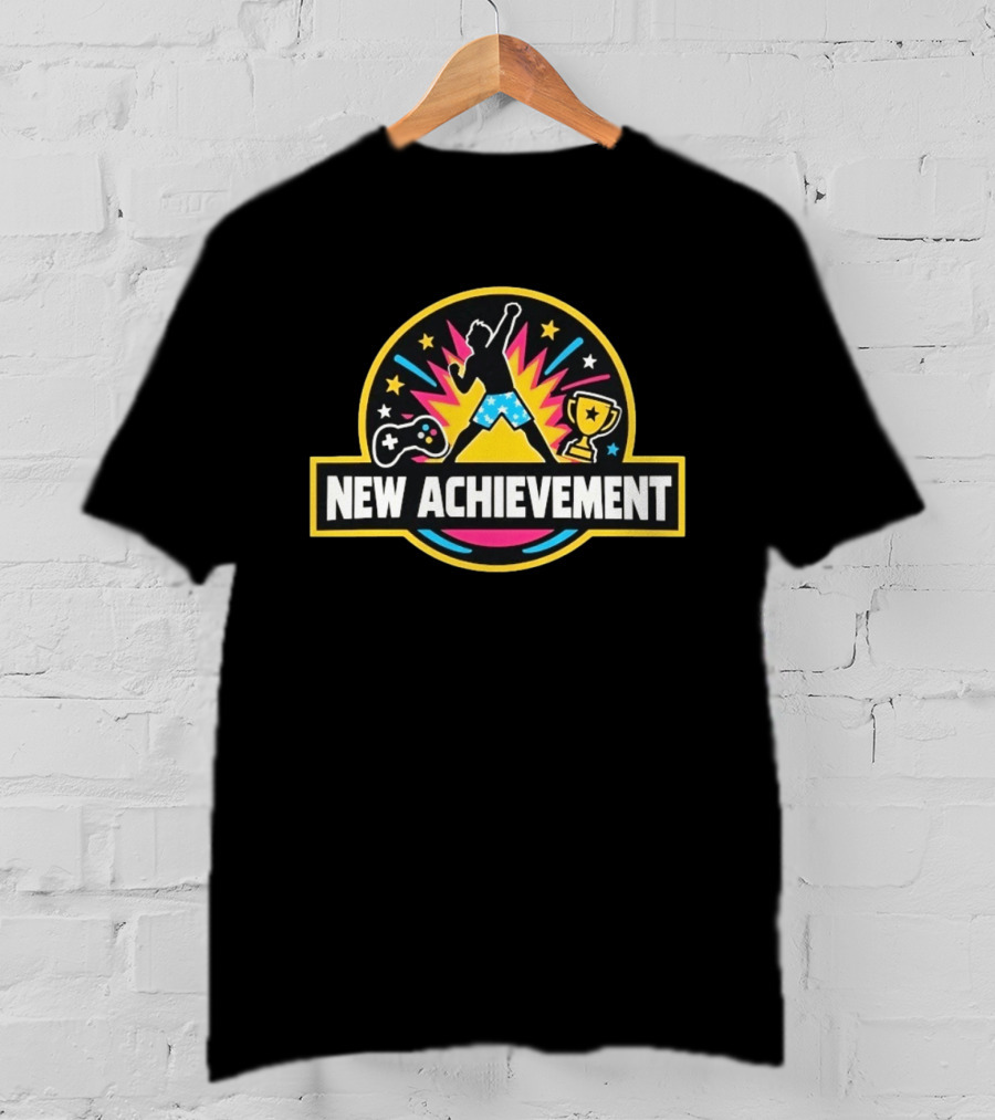New Achievement Video Game Trophy Gamer Controller Stars Celebration T-Shirt