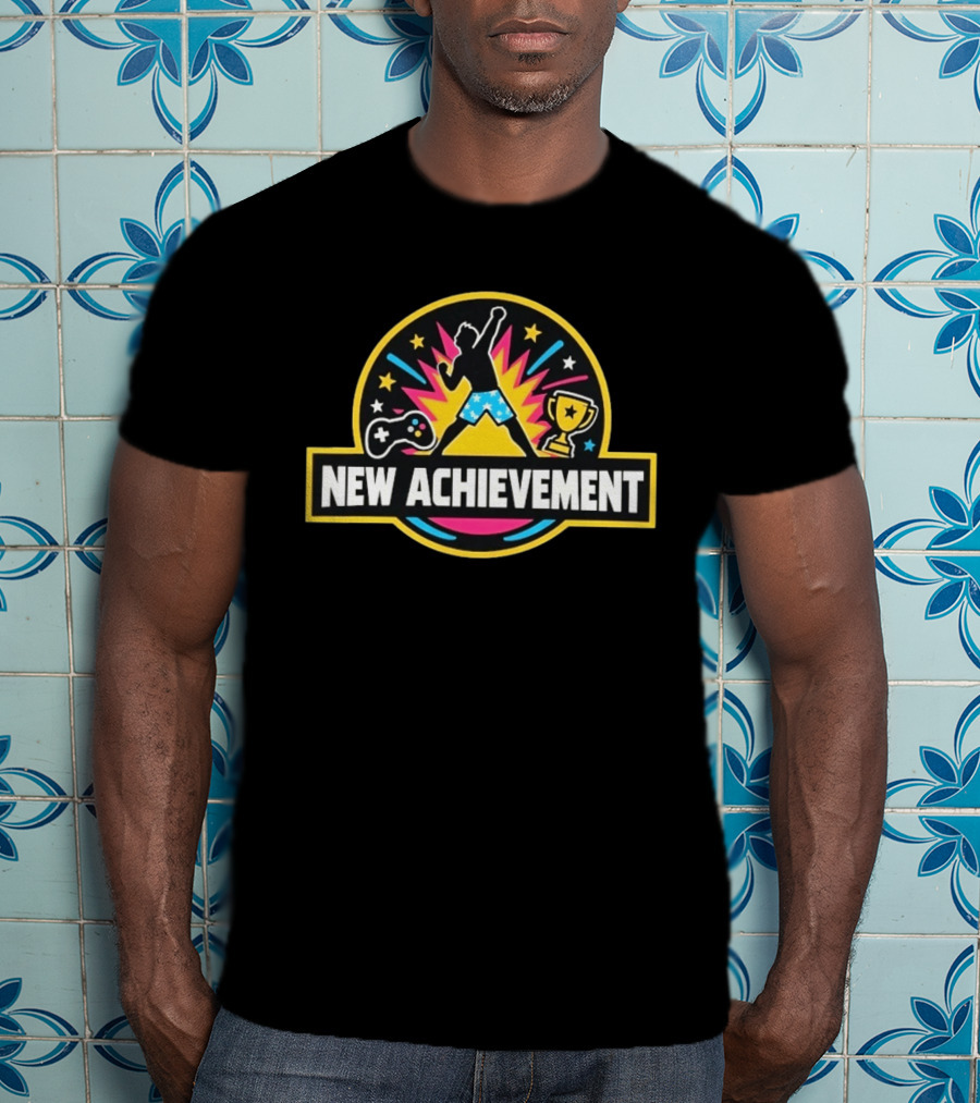 New Achievement Video Game Trophy Gamer Controller Stars Celebration T-Shirt