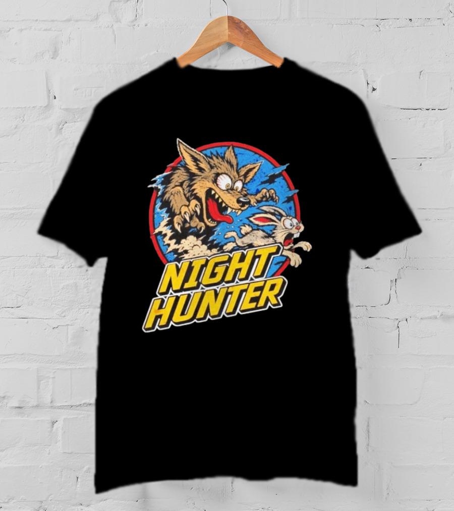 Night Hunter Coyote And Rabbit Chase Epic Predator Prey Adventure T-Shirt