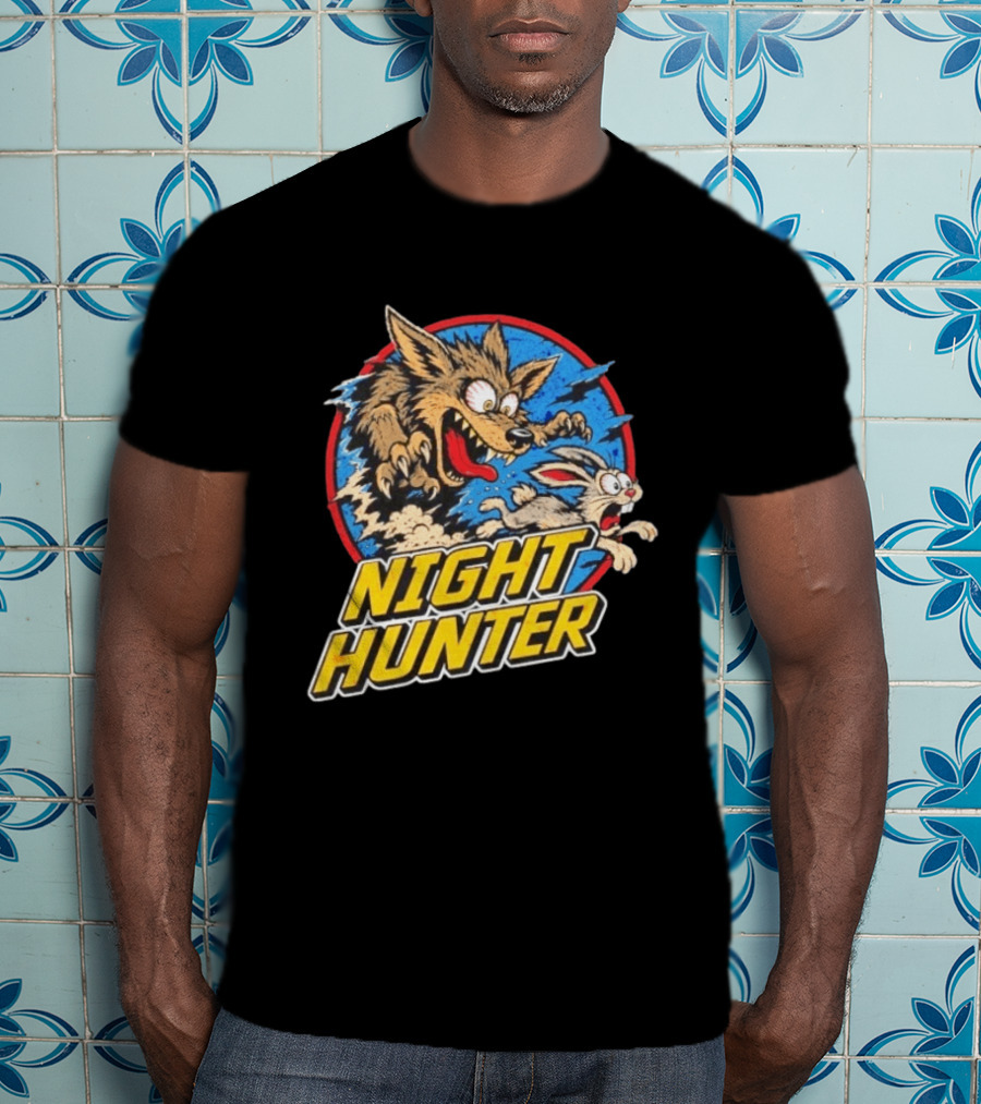 Night Hunter Coyote And Rabbit Chase Epic Predator Prey Adventure T-Shirt