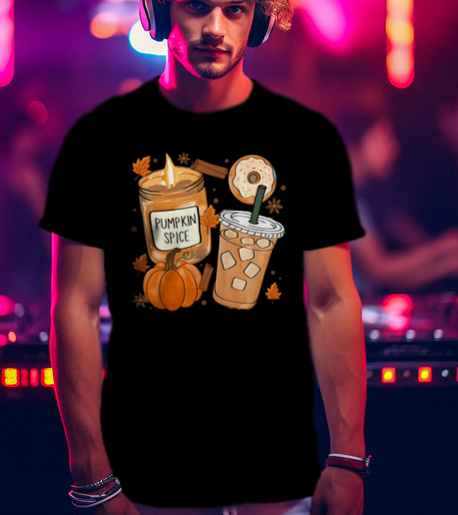 Pumpkin Spice Candle Iced Coffee Donut Autumn Aesthetic T-Shirt
