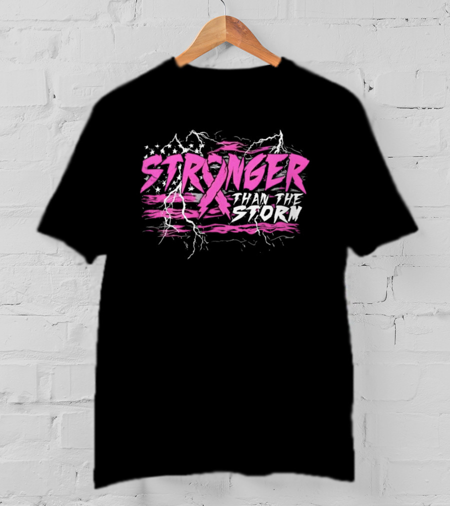 Stronger Than The Storm Pink Ribbon Breast Cancer Awareness T-Shirt
