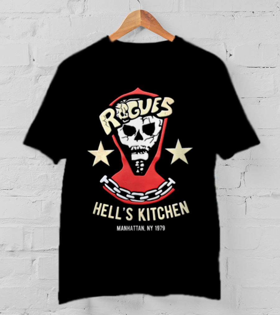 Rogues Skull Hood Chain Stars Hell's Kitchen Manhattan NY 1979 T-Shirt