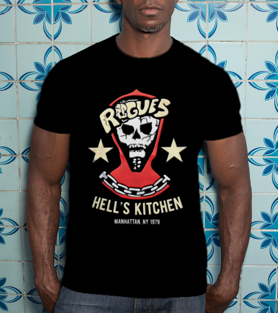 Rogues Skull Hood Chain Stars Hell's Kitchen Manhattan NY 1979 T-Shirt