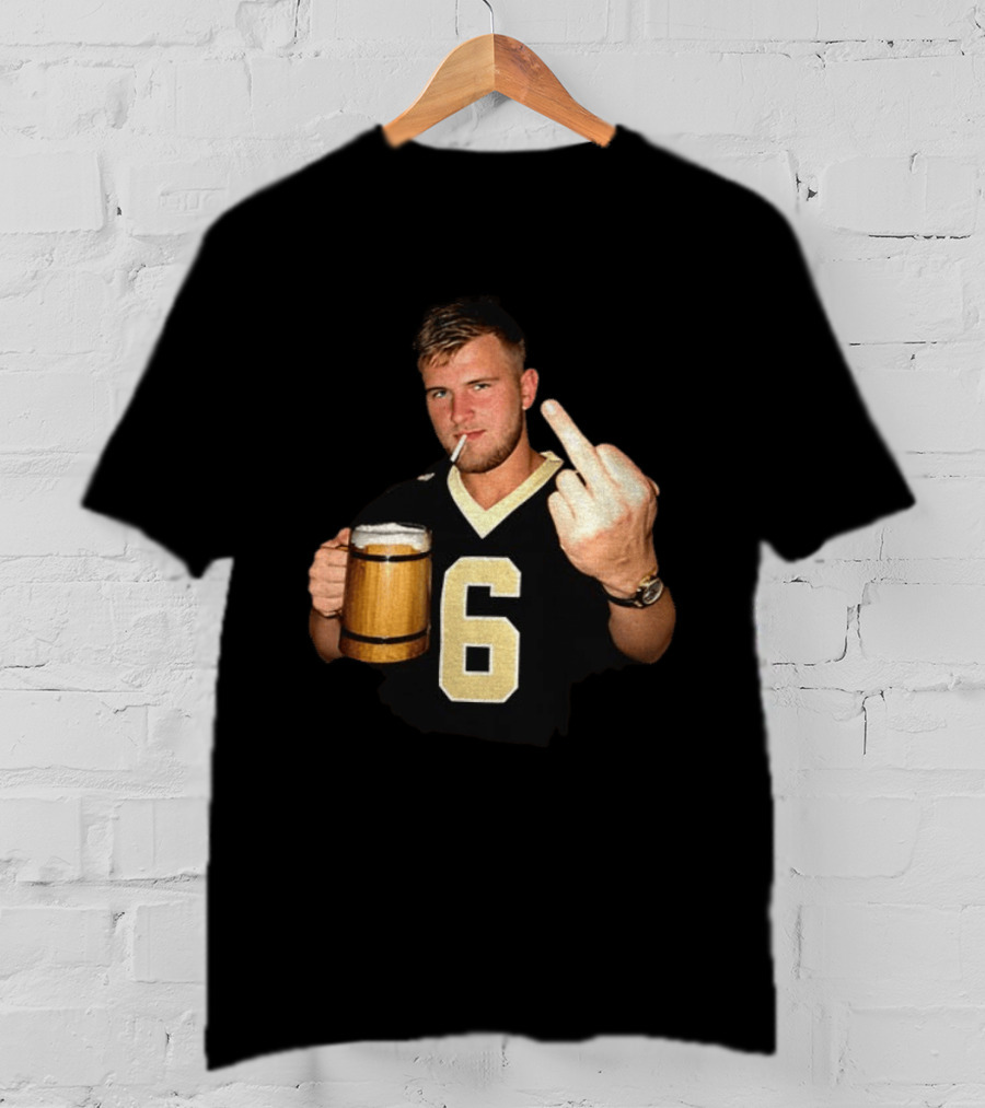 Tyler Shough Number 6 New Orleans Saints Middle Finger Gesture T-Shirt