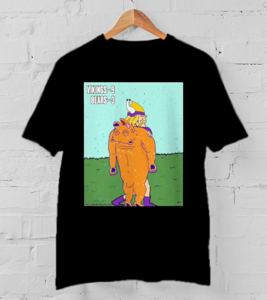 Vikings 9 Bears 3 Cartoon Sports Rivalry Image T-Shirt
