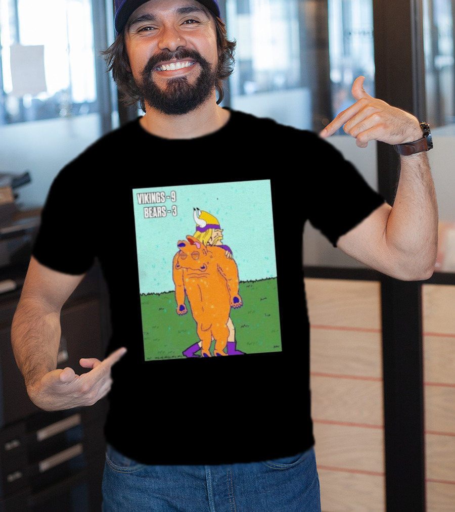 Vikings 9 Bears 3 Cartoon Sports Rivalry Image T-Shirt