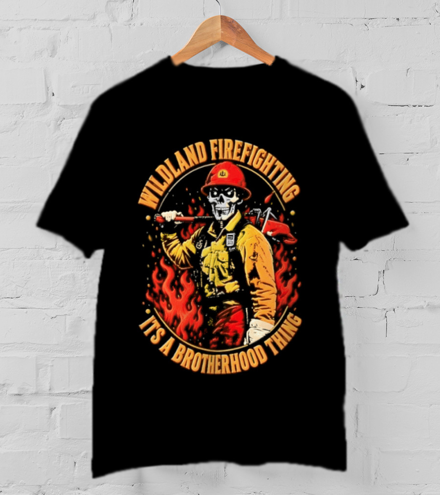Wildland Firefighting Brotherhood Flames And Tools T-Shirt