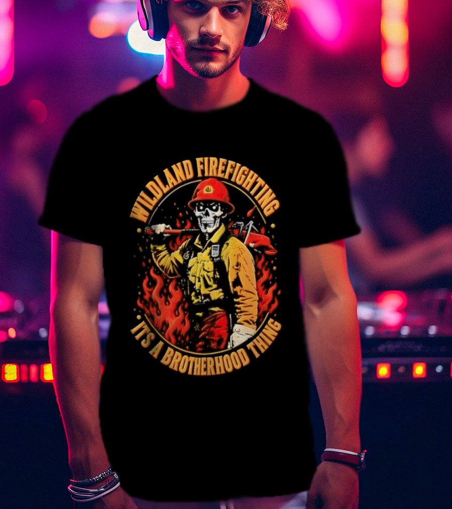 Wildland Firefighting Brotherhood Flames And Tools T-Shirt