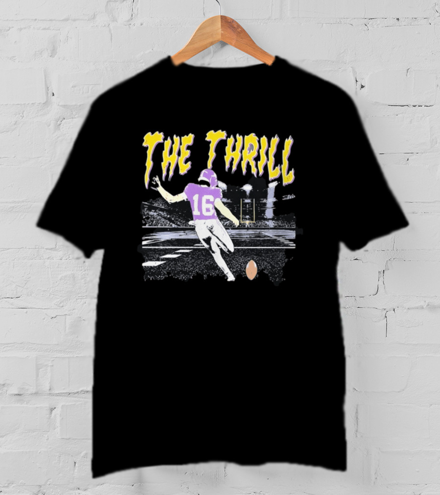 Will Reichard The Thrill 16 Minnesota Vikings Distressed Football T-Shirt