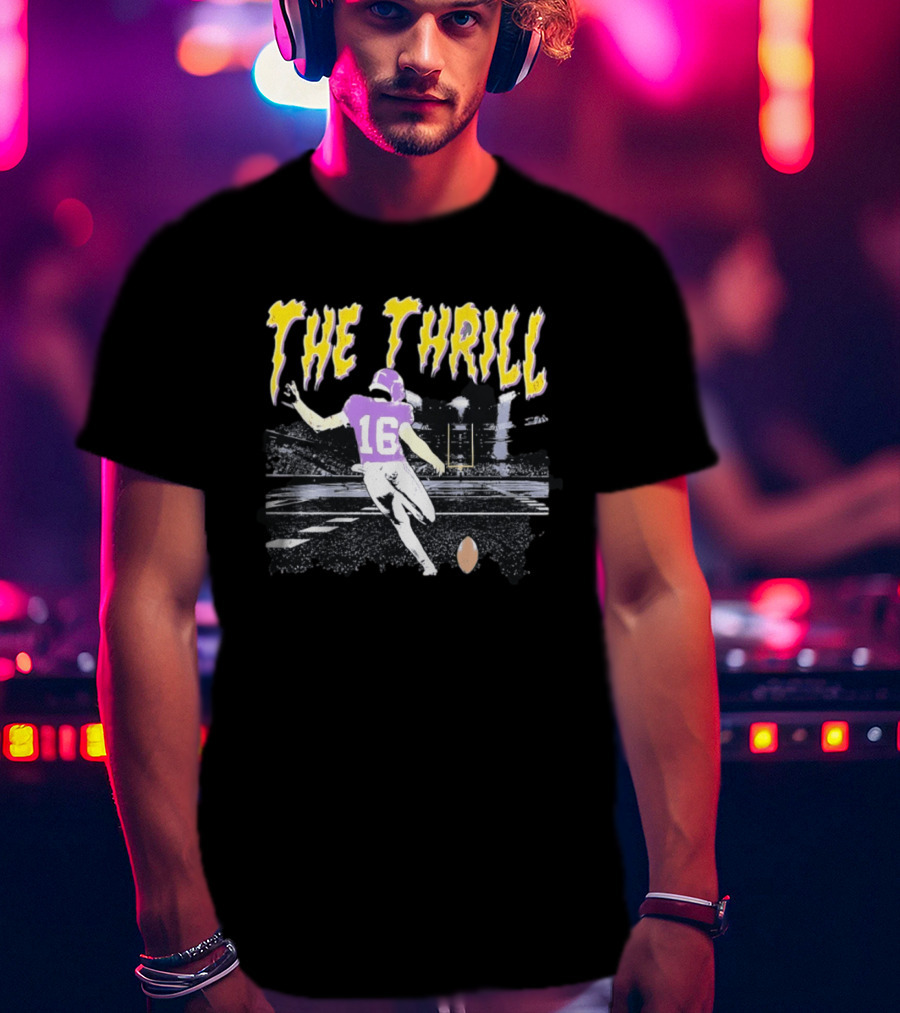 Will Reichard The Thrill 16 Minnesota Vikings Distressed Football T-Shirt