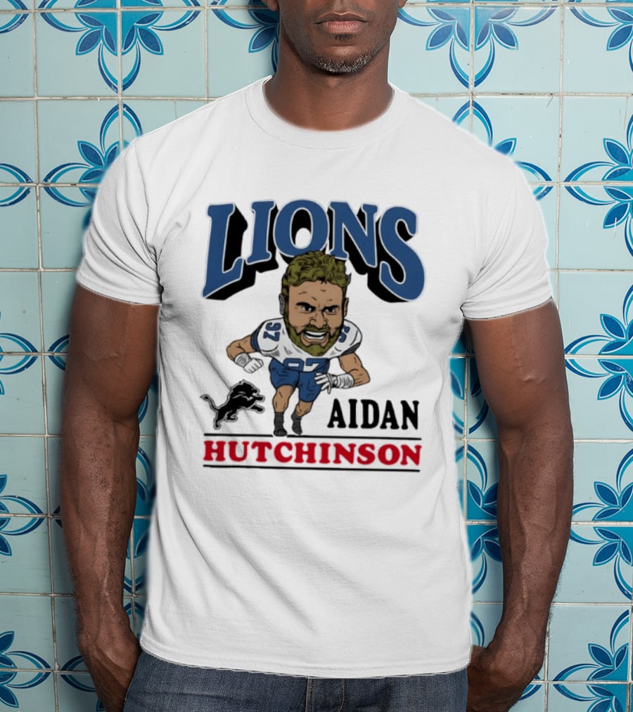 Lions Aidan Hutchinson Caricature 97 T-Shirt
