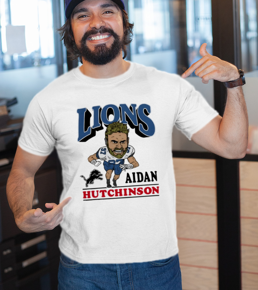 Lions Aidan Hutchinson Caricature 97 T-Shirt