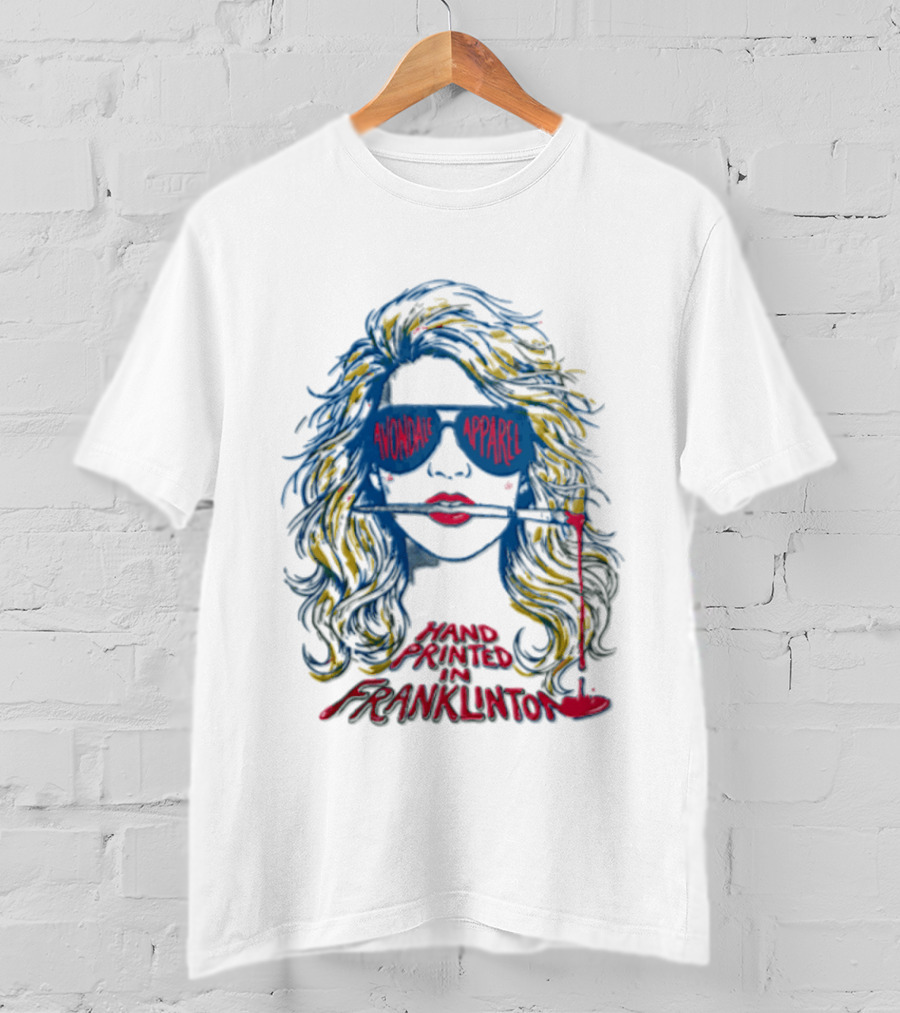 Avondale Apparel Hand Printed In Franklinton Woman Sunglasses Paintbrush T-Shirt