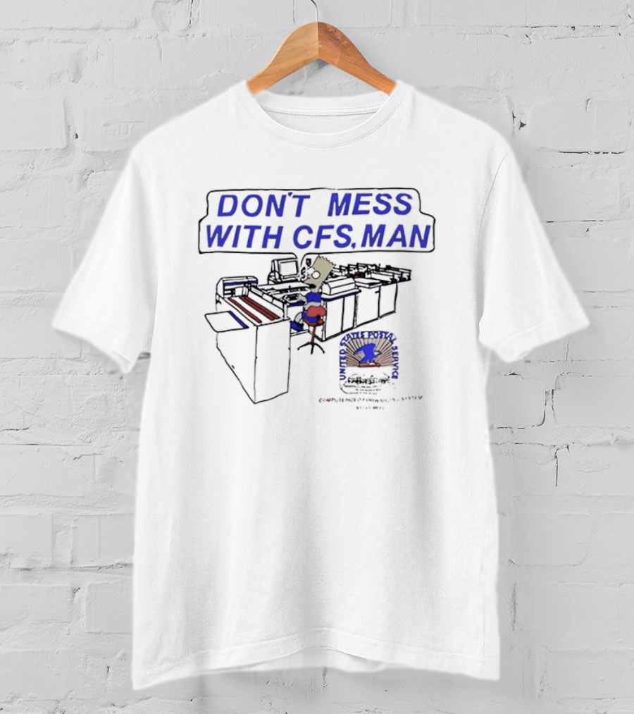 DON'T MESS WITH CFS MAN Bart Simpson Sitting At Computer Desk T-Shirt