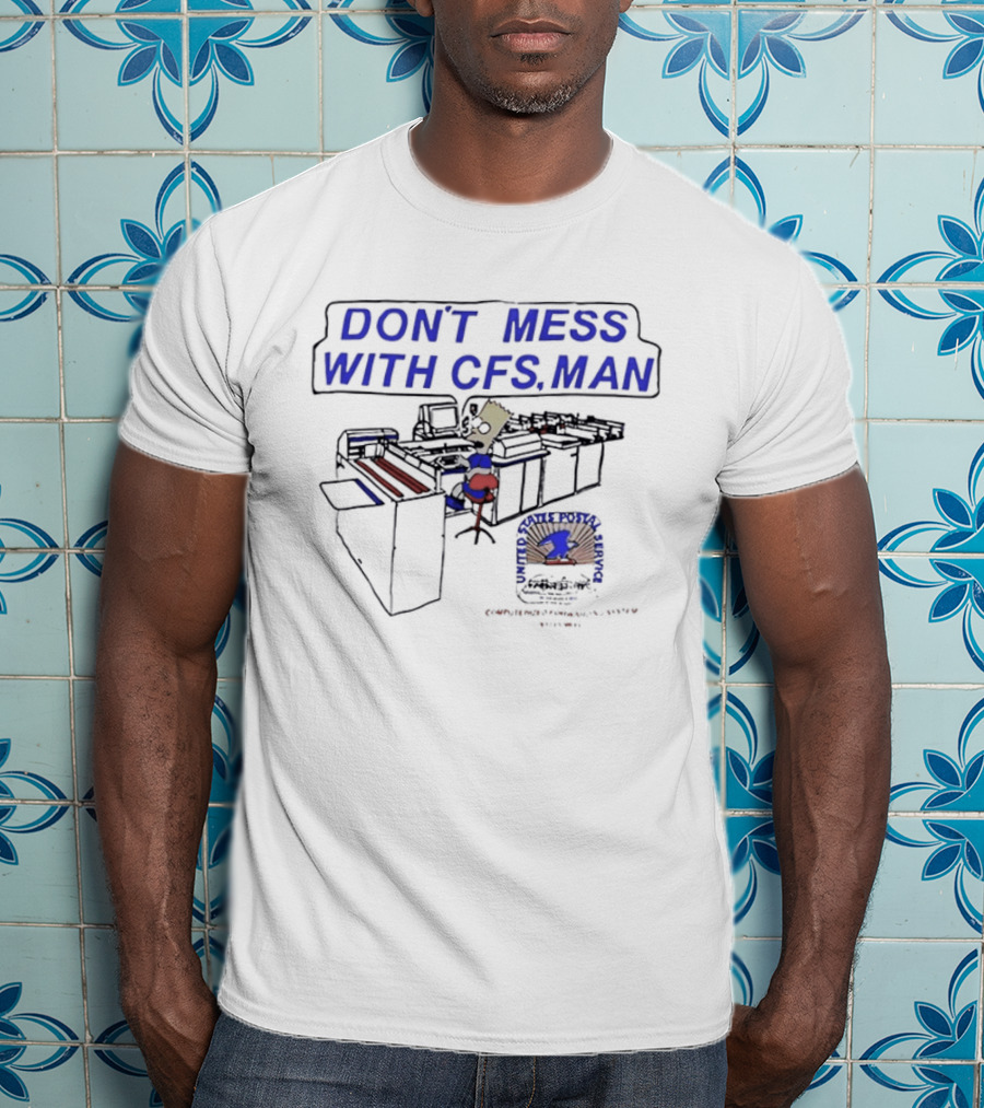 DON'T MESS WITH CFS MAN Bart Simpson Sitting At Computer Desk T-Shirt