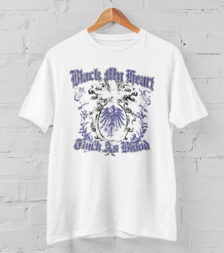 Black My Heart Thick As Blood Crest Eagle Two Lions T-Shirt