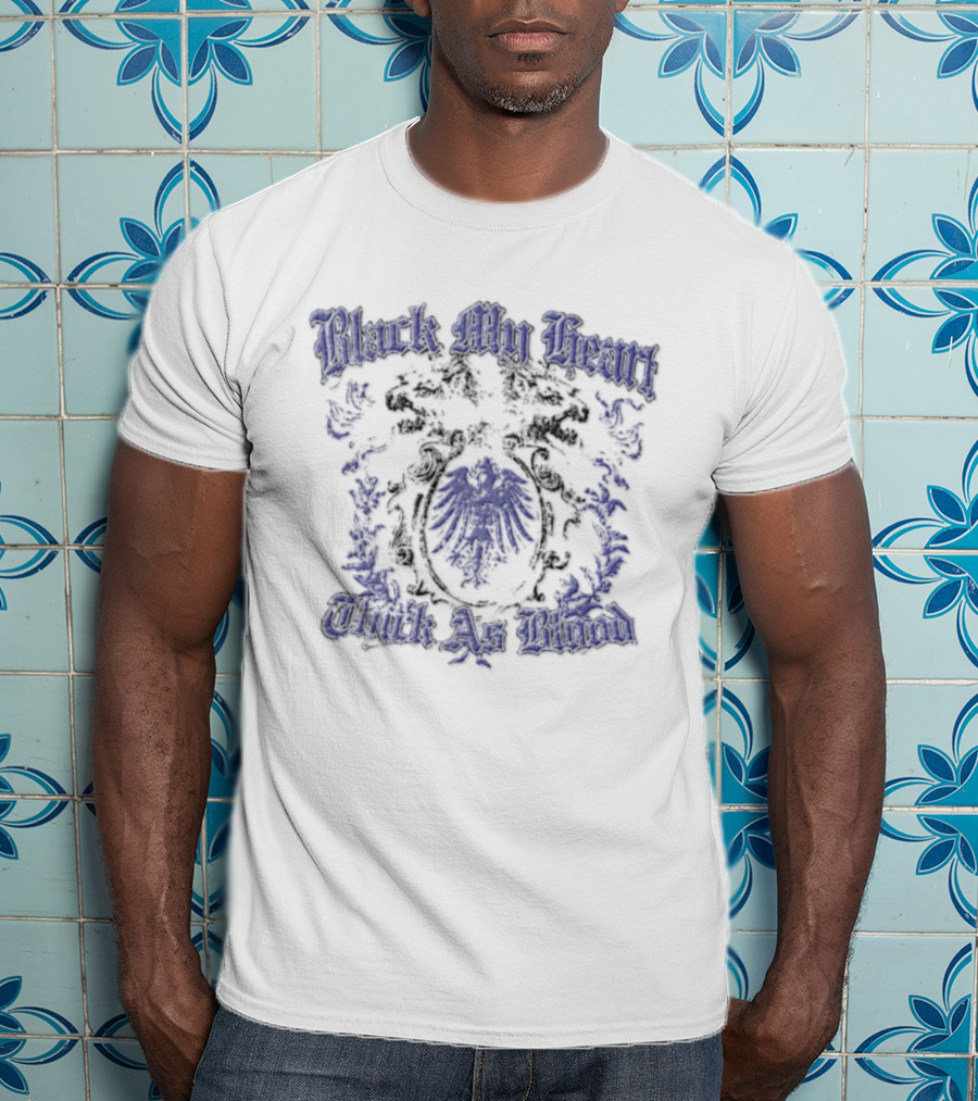 Black My Heart Thick As Blood Crest Eagle Two Lions T-Shirt