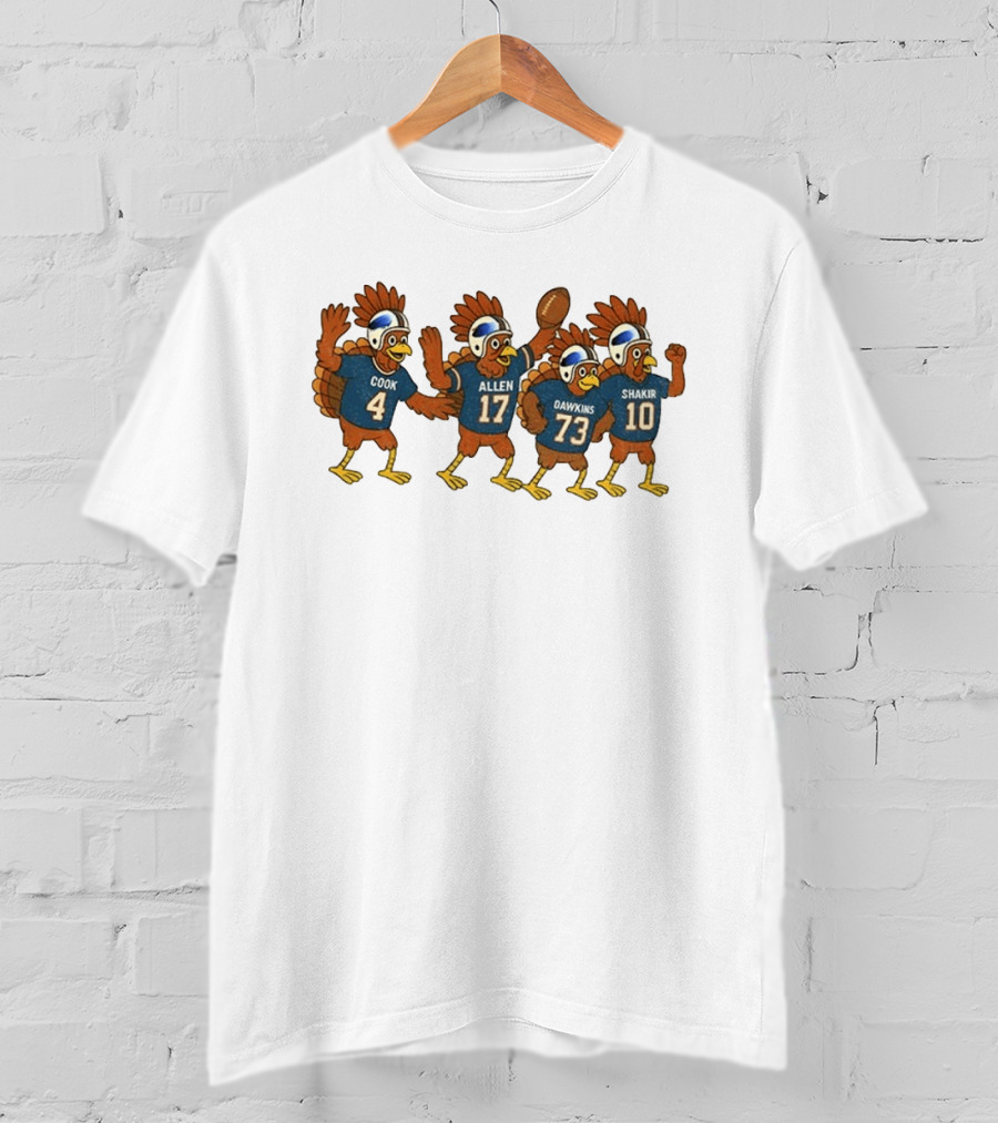 Buffalo Football Thanksgiving Turkeys Cook Allen Dawkins Shakir T-Shirt