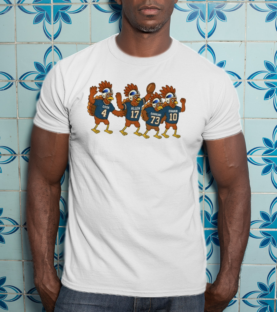 Buffalo Football Thanksgiving Turkeys Cook Allen Dawkins Shakir T-Shirt