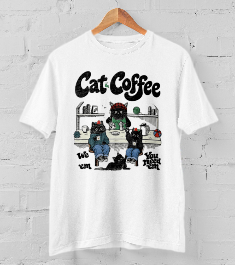 Cat Coffee Brew Them Need Three Black Cats T-Shirt