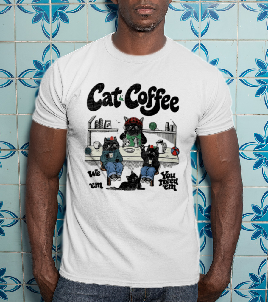 Cat Coffee Brew Them Need Three Black Cats T-Shirt