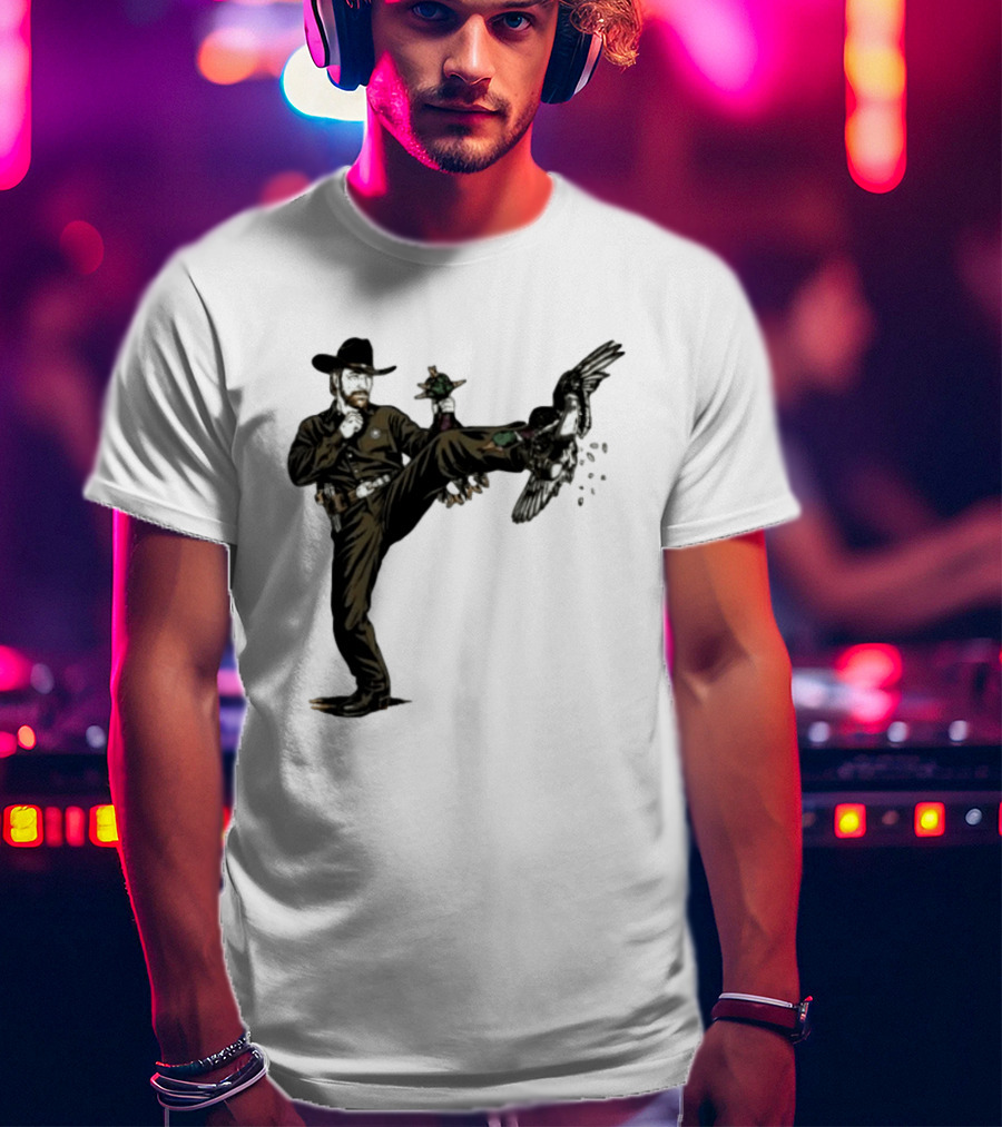 Chuck Norris Roundhouse Kick Duck Hunting Action T-Shirt