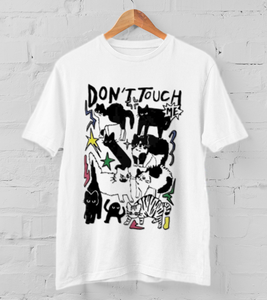 DON'T TOUCH ME Multiple Cats Stars Lightning T-Shirt