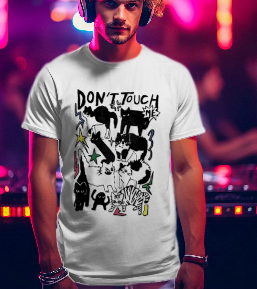 DON'T TOUCH ME Multiple Cats Stars Lightning T-Shirt