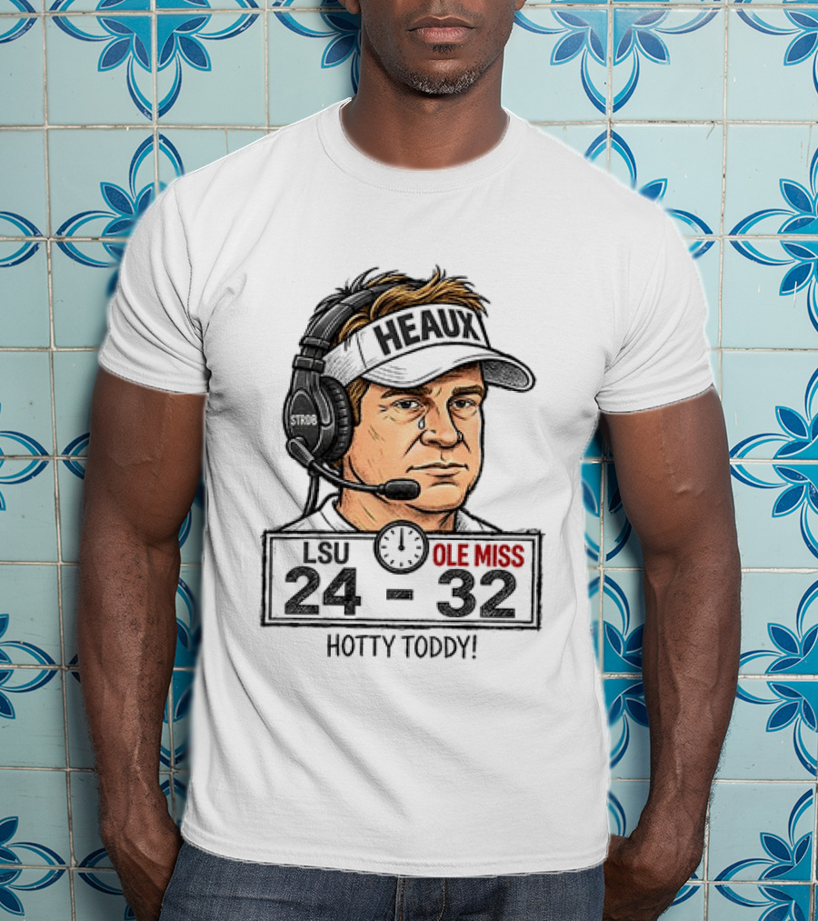 Hotty Toddy Ole Miss Vs LSU 24 32 Head Coach Cry T-Shirt