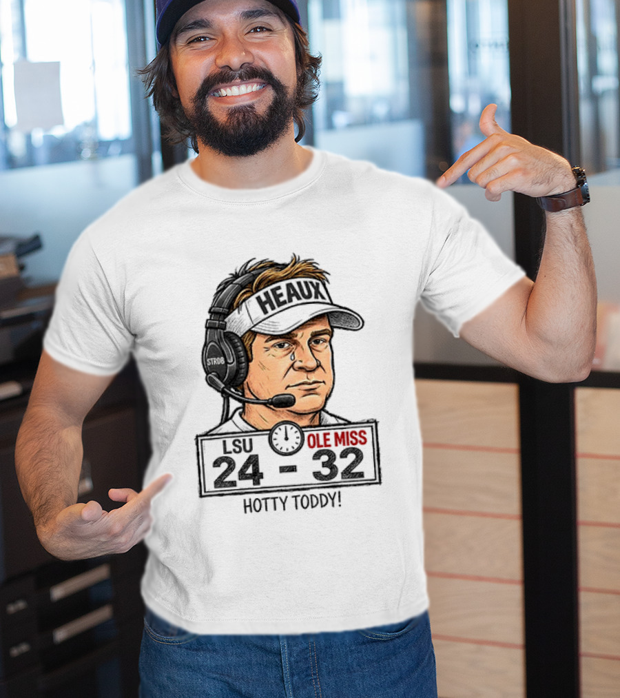 Hotty Toddy Ole Miss Vs LSU 24 32 Head Coach Cry T-Shirt