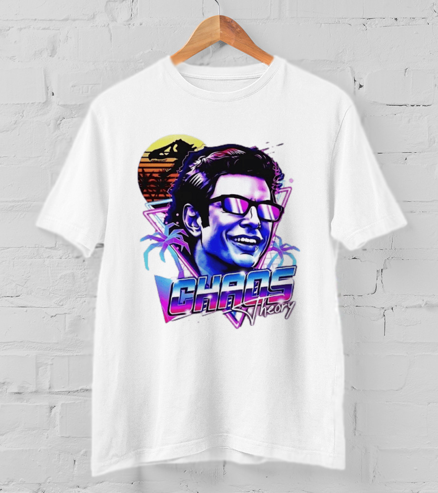 Jurassic Park Jeff Goldblum Chaos Theory Retro Neon T-Shirt