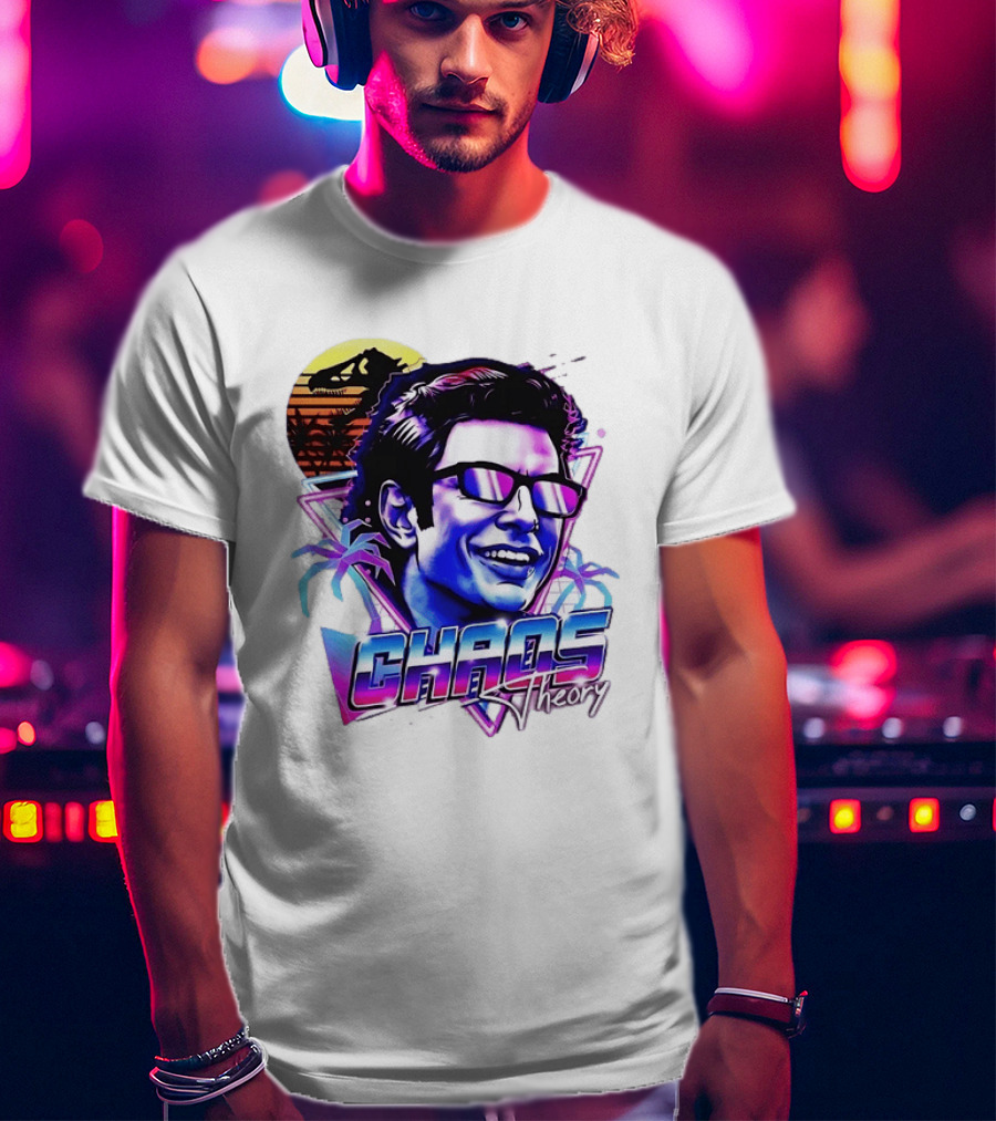 Jurassic Park Jeff Goldblum Chaos Theory Retro Neon T-Shirt