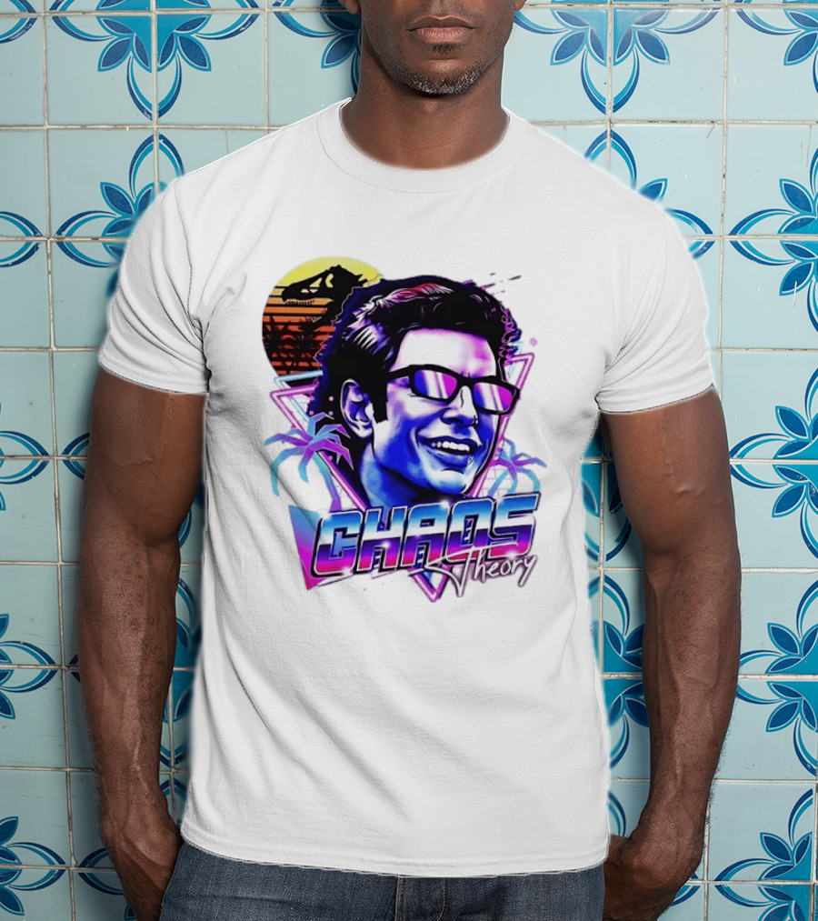 Jurassic Park Jeff Goldblum Chaos Theory Retro Neon T-Shirt
