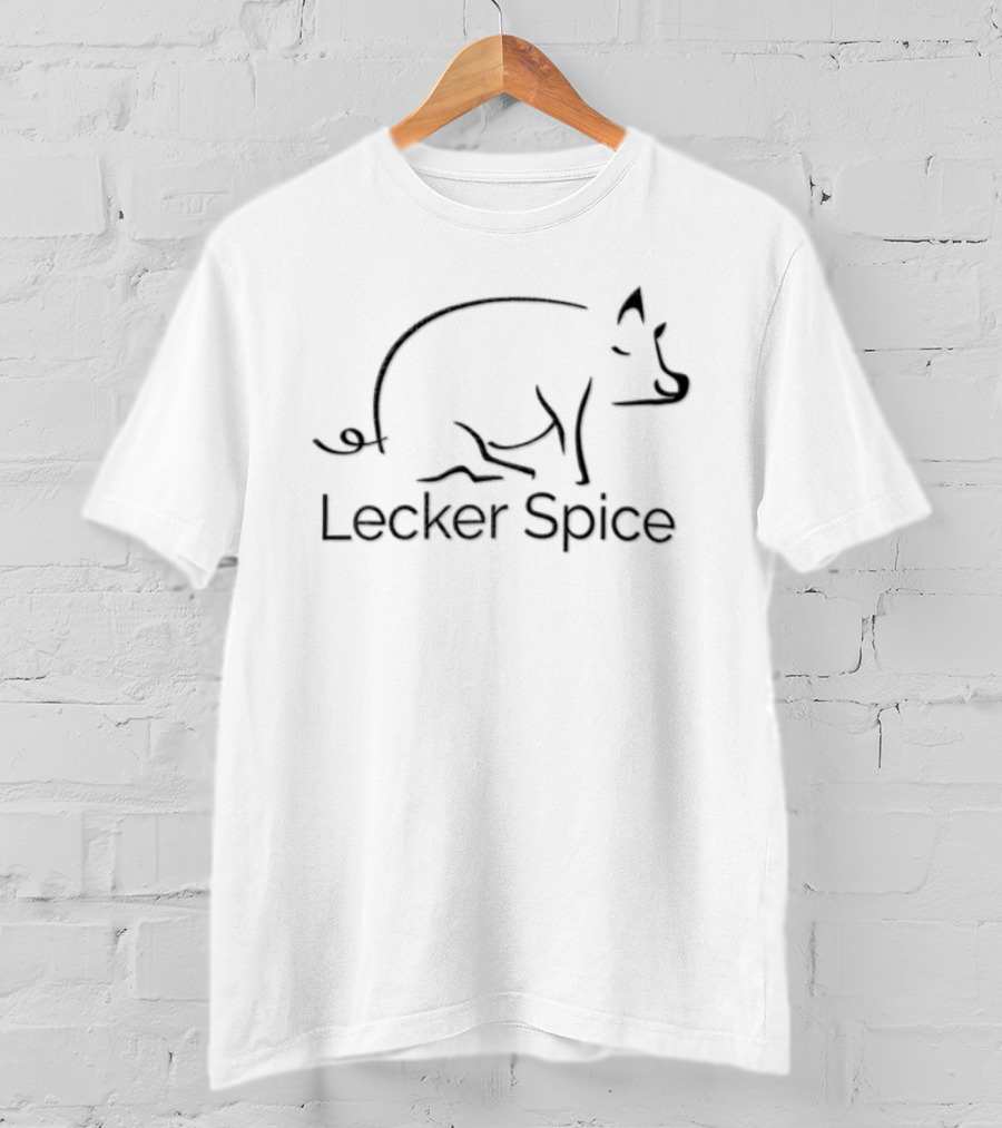 Lecker Spice Minimalist Black Line Pig Drawing T-Shirt