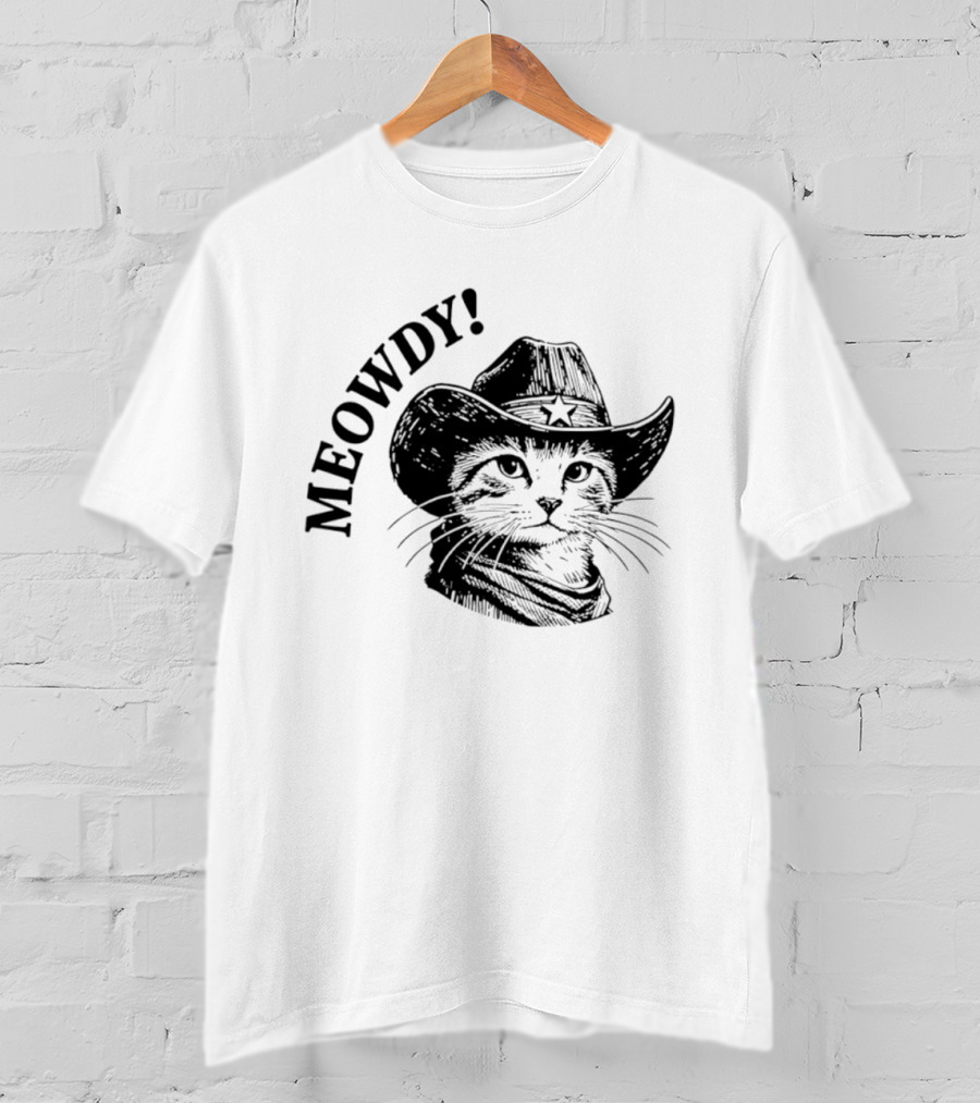 Meowdy Cowboy Cat Star Hat Western Kitten T-Shirt