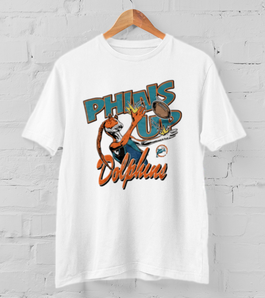 Phins Up Dolphins Jar Jar Binks Catching Football Miami Sports Fan T-Shirt