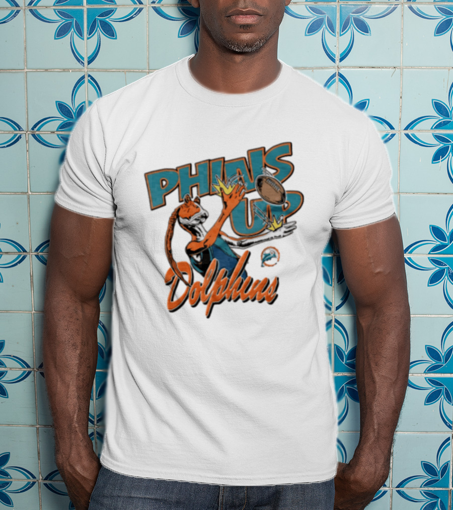 Phins Up Dolphins Jar Jar Binks Catching Football Miami Sports Fan T-Shirt